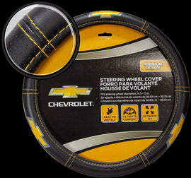 BRAND New Universal Official Licensed Chevrolet Deluxe Leather Steering Wheel Cover – Car Truck SUV & Van, Universal Size Fit 14.5
