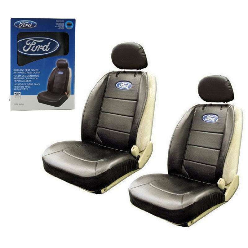 BRAND New 2PCS Universal Ford Elite Synthetic Leather Car Truck Suv 2 Front Sideless Seat Covers Set + Headrest Cover Also
