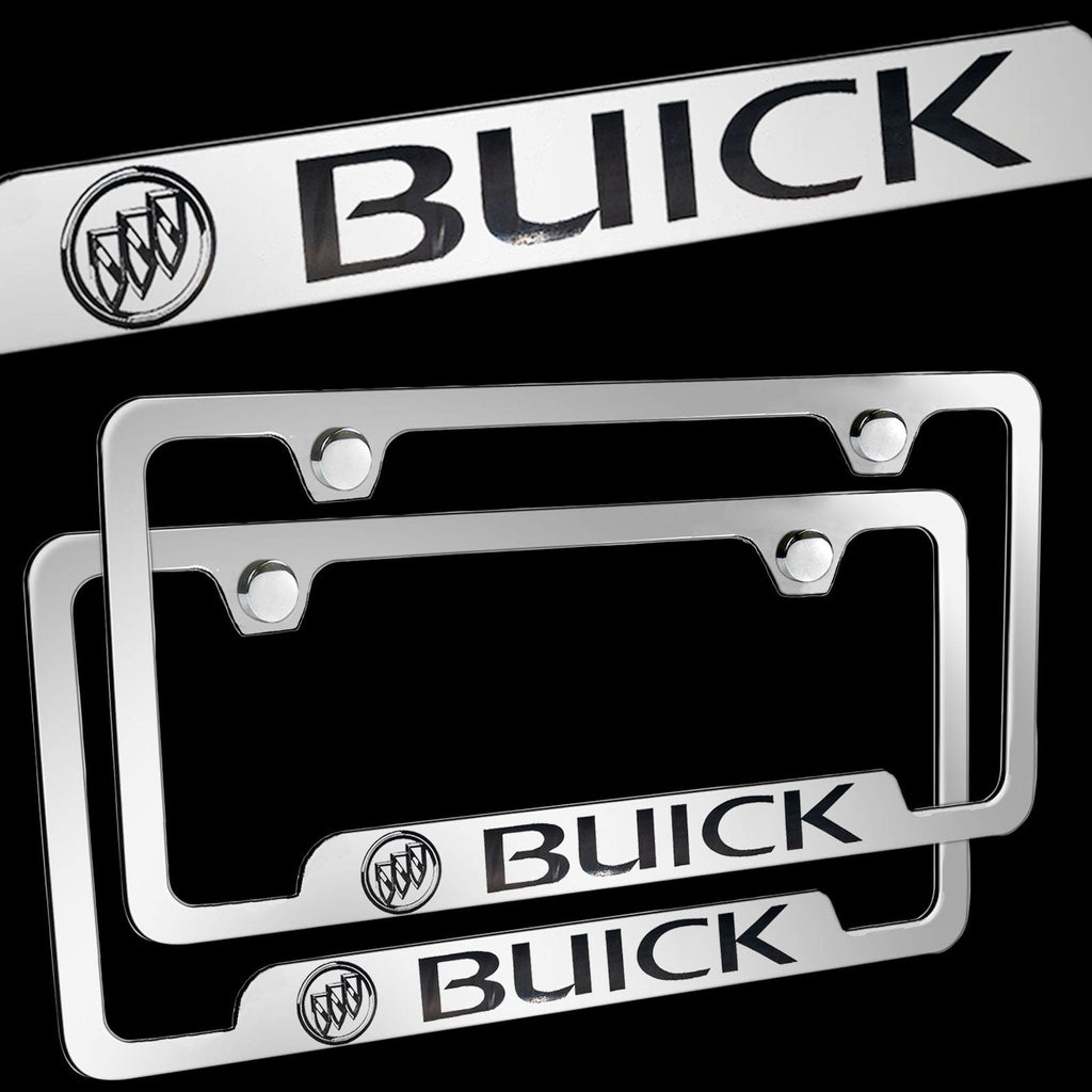 Brand New 2PCS Buick Chrome Stainless Steel License Plate Frame Officially Licensed