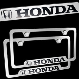 Brand New 2PCS Honda Chrome Stainless Steel License Plate Frame Officially Licensed