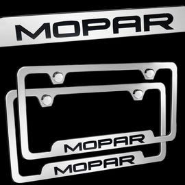 Brand New 2PCS Mopar Chrome Stainless Steel License Plate Frame Officially Licensed