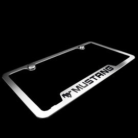 Brand New 2PCS Mustang Chrome Stainless Steel License Plate Frame Officially Licensed