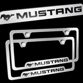 Brand New 2PCS Mustang Chrome Stainless Steel License Plate Frame Officially Licensed
