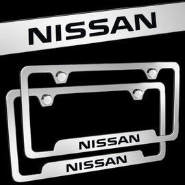 Brand New 2PCS Nissan Chrome Stainless Steel License Plate Frame Officially Licensed