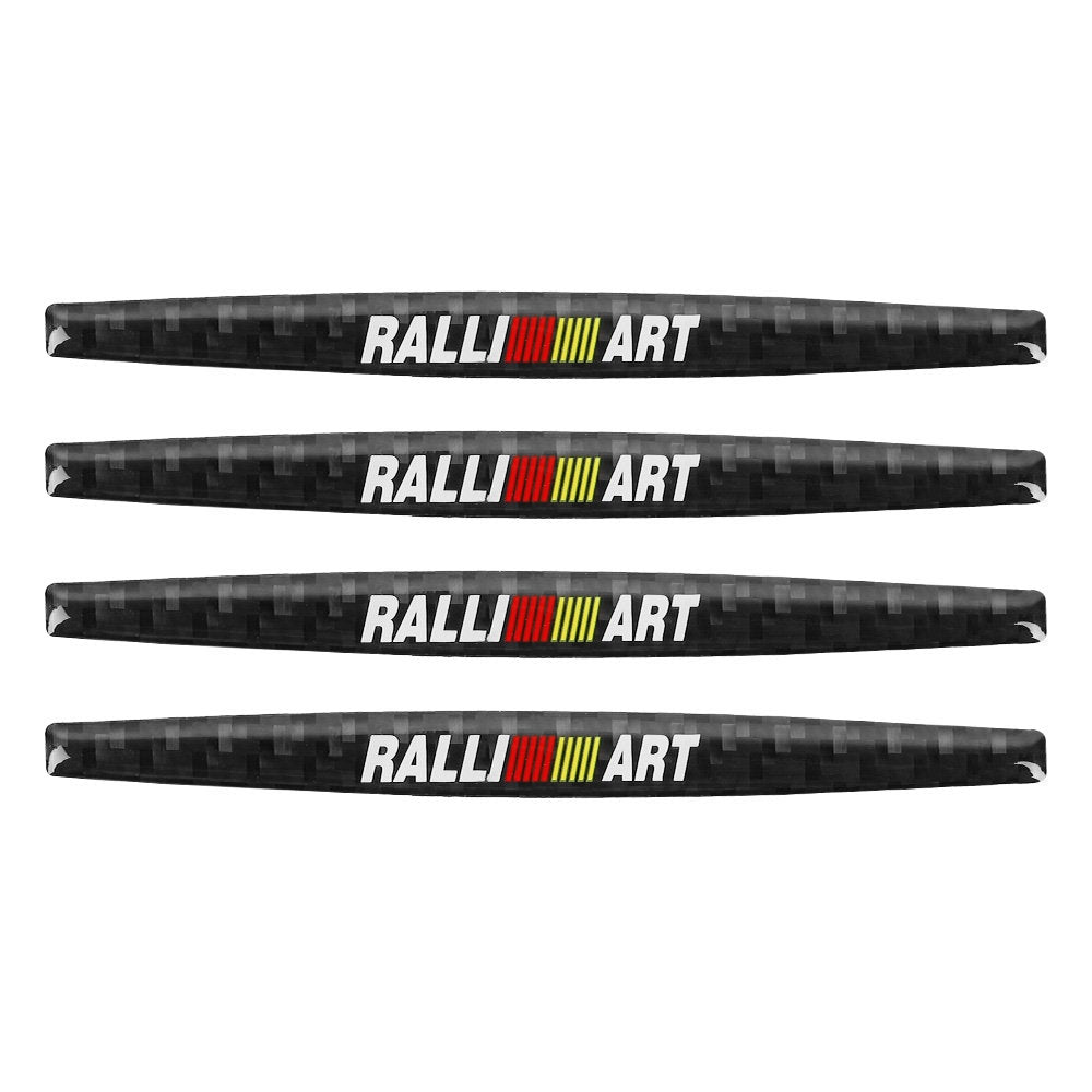 Brand New 4PCS Ralliart Real Carbon Fiber Anti Scratch Badge Car Door Handle Cover Trim