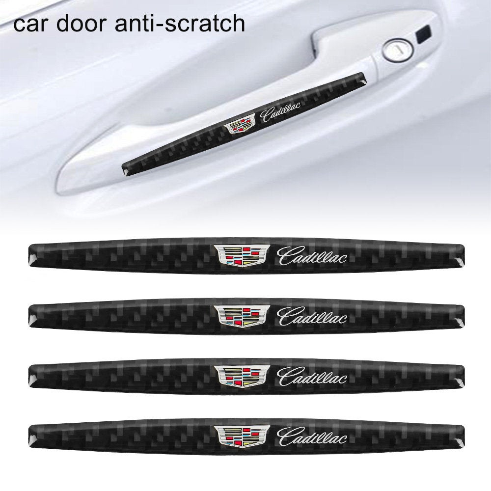 Brand New 4PCS Cadillac Real Carbon Fiber Anti Scratch Badge Car Door Handle Cover Trim