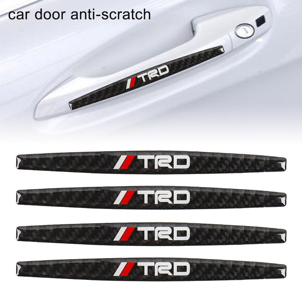 Brand New 4PCS TRD Real Carbon Fiber Anti Scratch Badge Car Door Handle Cover Trim