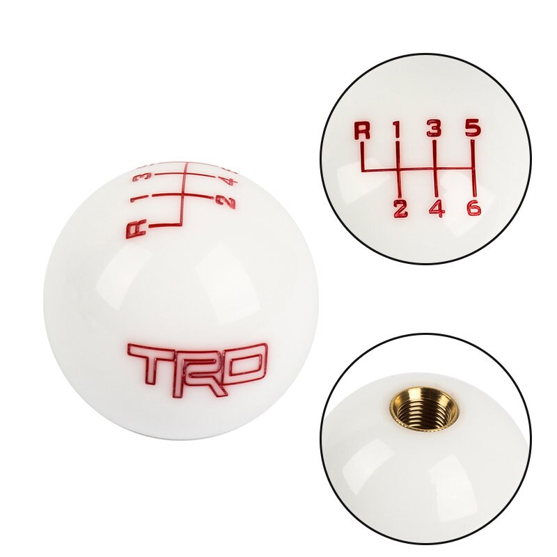 Brand New TRD White ball Round Shift knob 6 Speed For TOYOTA with M12 x 1.25 Adapter