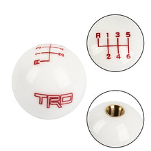 Load image into Gallery viewer, Brand New Universal JDM TRD 6 SPEED White Round Ball Gear Shift Knob Lever + Black Adapter For Non Threaded Shifters M12x1.25
