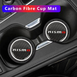 Brand New 2PCS Nismo Real Carbon Fiber Car Cup Holder Pad Water Cup Slot Non-Slip Mat Universal