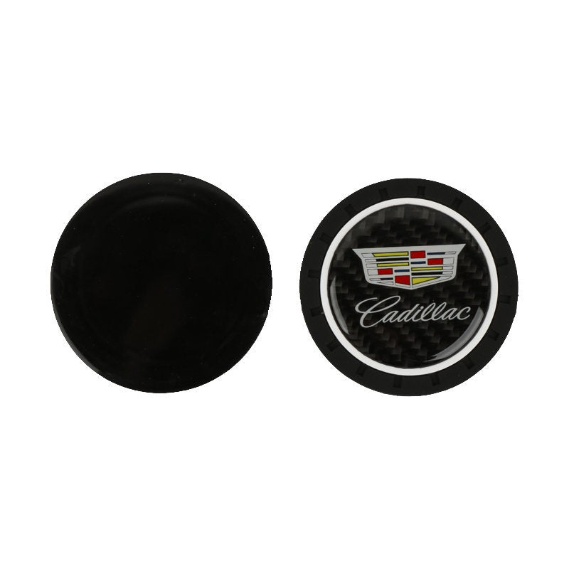 Brand New 2PCS Cadillac Real Carbon Fiber Car Cup Holder Pad Water Cup Slot Non-Slip Mat Universal