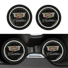 Brand New 2PCS Cadillac Real Carbon Fiber Car Cup Holder Pad Water Cup Slot Non-Slip Mat Universal