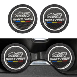Brand New 2PCS Mugen Power Real Carbon Fiber Car Cup Holder Pad Water Cup Slot Non-Slip Mat Universal