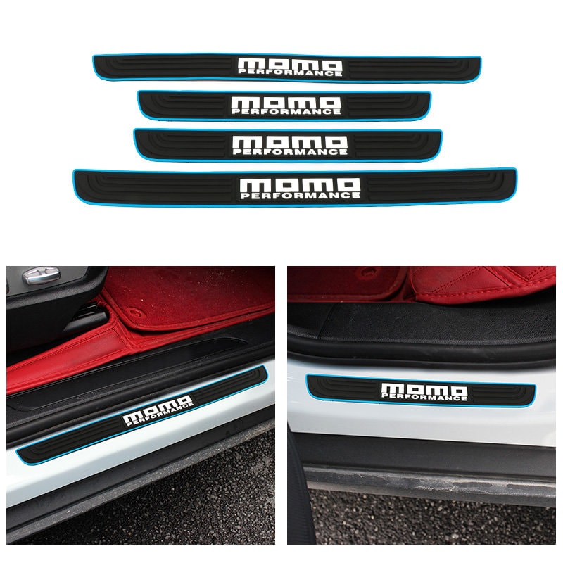 Brand New 4PCS Universal Momo Blue Rubber Car Door Scuff Sill Cover Panel Step Protector