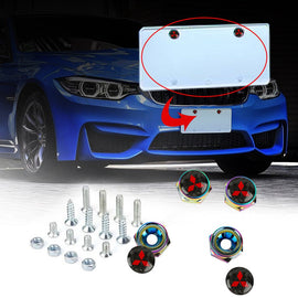 Brand New 4PCS Mitsubishi Racing Car License Plate Carbon Screw Bolt Cap Cover Screw Bolt