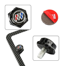 Brand New 4PCS Buick Racing Car License Plate Carbon Fiber Screw Bolt Cap Cover Screw Bolt