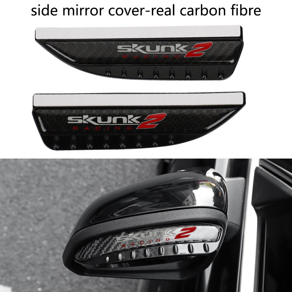 Brand New 2PCS Universal Skunk2 Carbon Fiber Rear View Side Mirror Visor Shade Rain Shield Water Guard