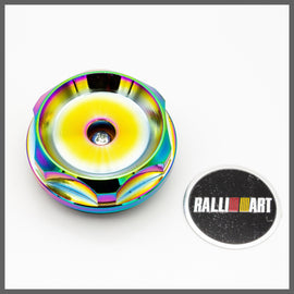 Brand New Jdm Ralliart Emblem Brushed Neo-Chrome Engine Oil Filler Cap Badge For Mitsubishi