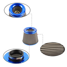 Load image into Gallery viewer, Brand New Universal JDM BLUE 3&quot; 76mm Power Intake High Flow Cold Air Intake Filter Cleaner