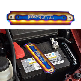 Brand New UNIVERSAL HKS Power Titanium Aluminum Car Battery Tie Down Mount Bracket Brace Bar