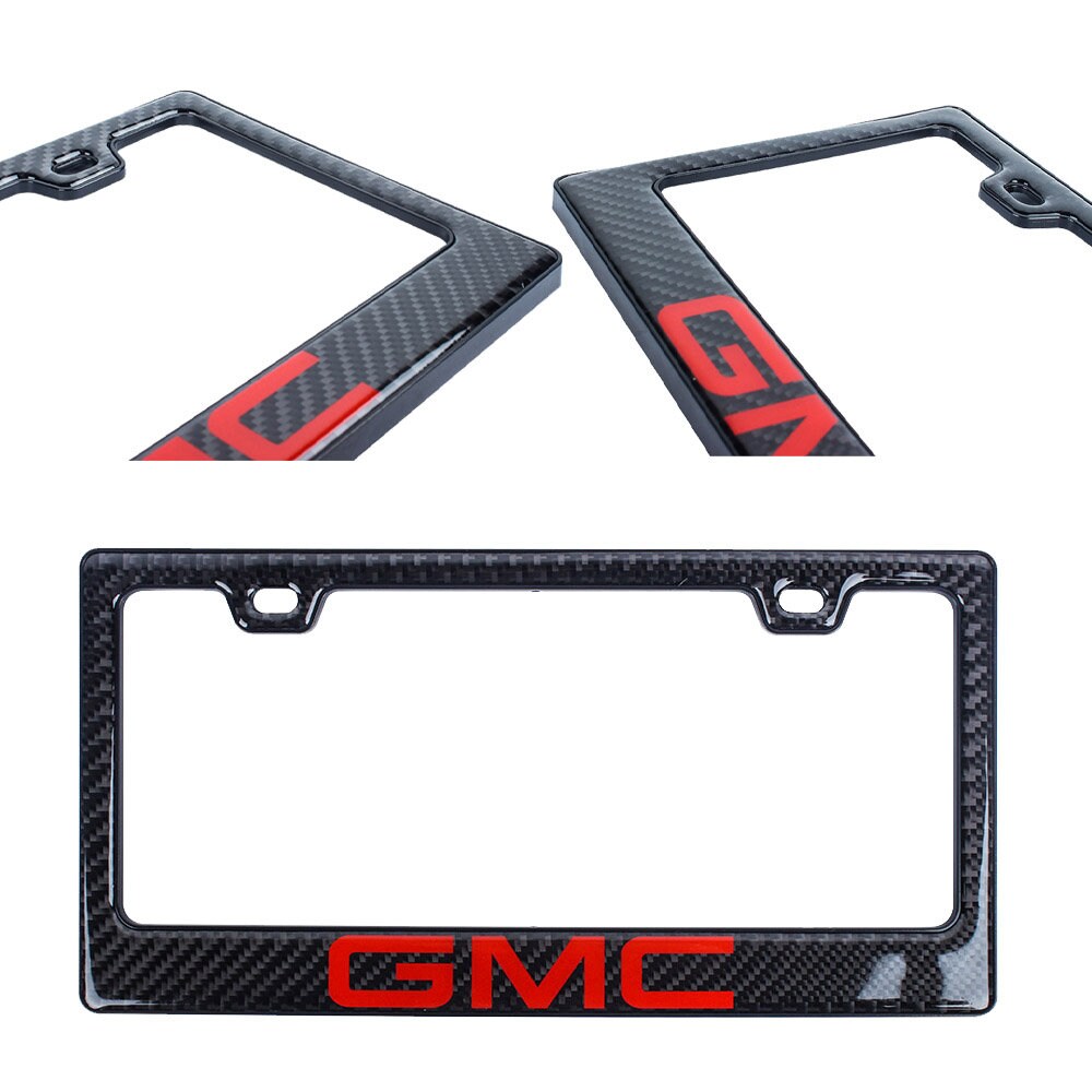 Brand New Universal 100% Real Carbon Fiber GMC License Plate Frame - 1PCS