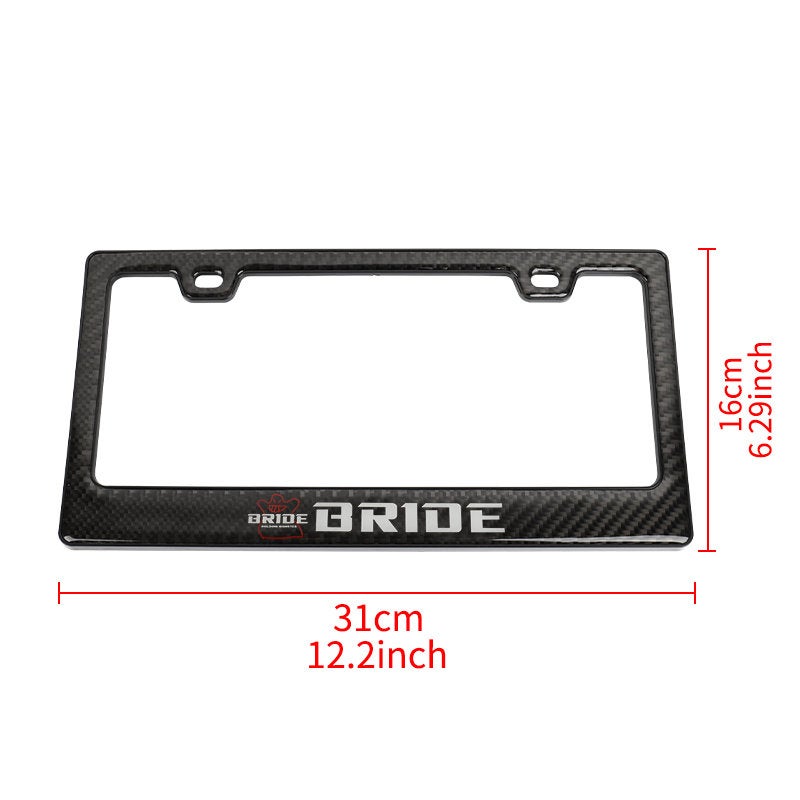 Brand New Universal 100% Real Carbon Fiber Bride License Plate Frame - 2PCS