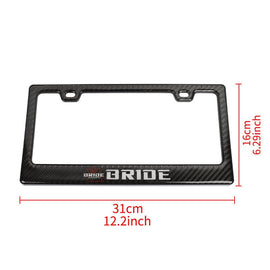 Brand New Universal 100% Real Carbon Fiber Bride License Plate Frame - 2PCS