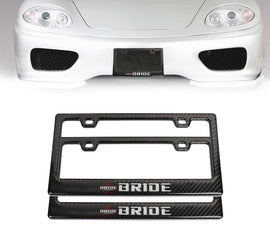 Brand New Universal 100% Real Carbon Fiber Bride License Plate Frame - 2PCS