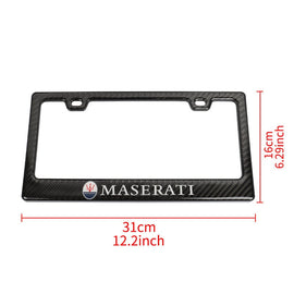 Brand New Universal 100% Real Carbon Fiber Maserati License Plate Frame - 1PCS