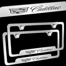 Brand New 2PCS Cadillac Chrome Stainless Steel License Plate Frame Officially Licensed