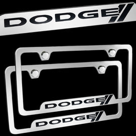 Brand New 2PCS Dodge Chrome Stainless Steel License Plate Frame Officially Licensed