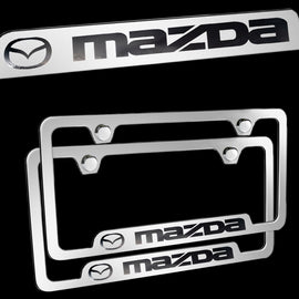 Brand New 2PCS Mazda Chrome Stainless Steel License Plate Frame Officially Licensed
