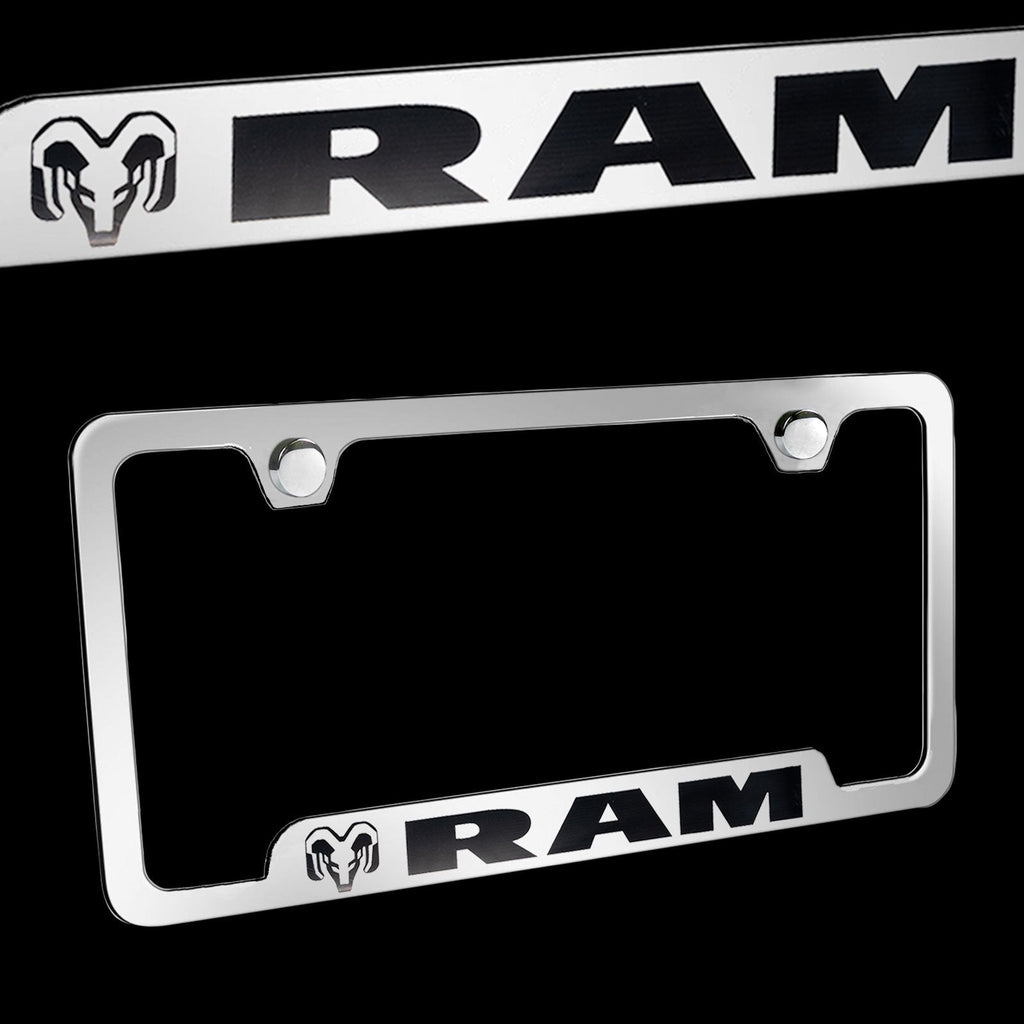 Brand New 1PCS Ram Chrome Stainless Steel License Plate Frame Officially Licensed