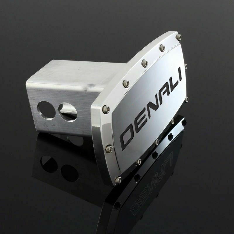 Brand New Denali Silver Tow Hitch Cover Plug Cap 2" Trailer Receiver Engraved Billet Allen Bolts Official Licensed Products