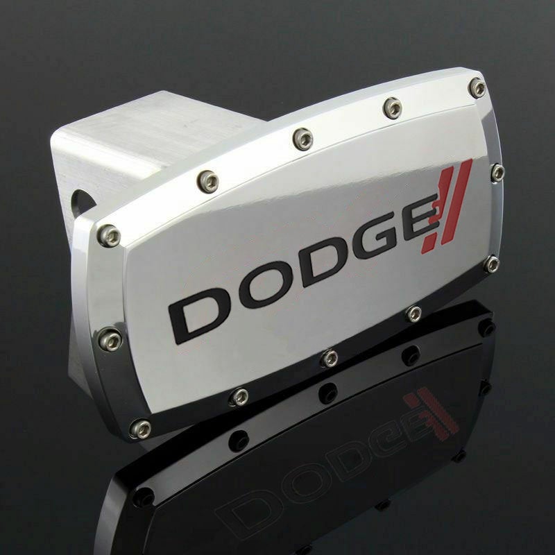 Brand New Dodge Silver Tow Hitch Cover Plug Cap 2" Trailer Receiver Engraved Billet Allen Bolts Official Licensed Products