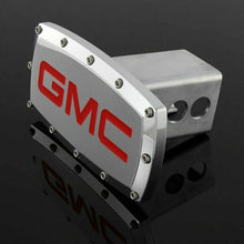 Load image into Gallery viewer, Brand New GMC Silver Tow Hitch Cover Plug Cap 2&quot; Trailer Receiver Engraved Billet Allen Bolts Official Licensed Products