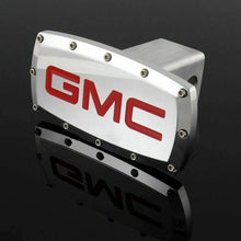 Load image into Gallery viewer, Brand New GMC Silver Tow Hitch Cover Plug Cap 2&quot; Trailer Receiver Engraved Billet Allen Bolts Official Licensed Products