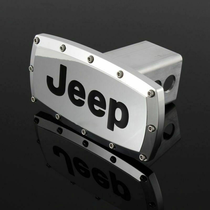 Brand New Jeep Silver Tow Hitch Cover Plug Cap 2" Trailer Receiver Engraved Billet Allen Bolts Official Licensed Products