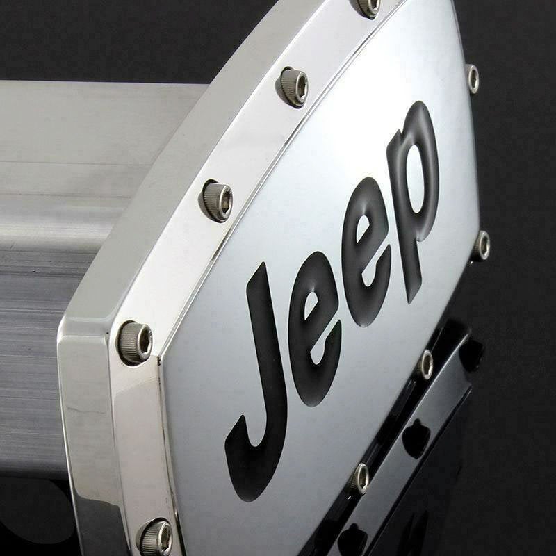 Brand New Jeep Silver Tow Hitch Cover Plug Cap 2" Trailer Receiver Engraved Billet Allen Bolts Official Licensed Products