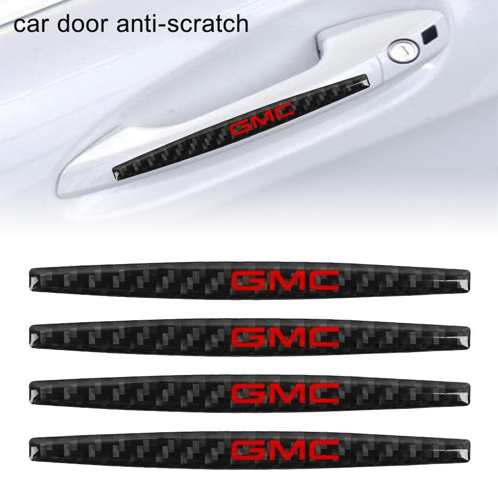 Brand New 4PCS GMC Real Carbon Fiber Anti Scratch Badge Car Door Handle Cover Trim