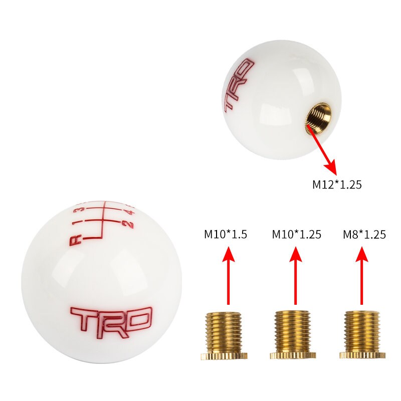 Brand New TRD White ball Round Shift knob 6 Speed For TOYOTA with M12 x 1.25 Adapter