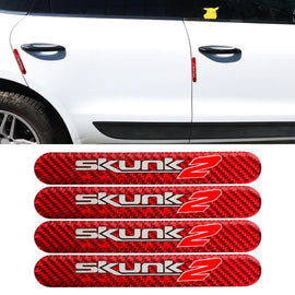 Brand New 4PCS Skunk2 Real Carbon Fiber Car Trunk Side Fenders Door Badge Scratch Guard Sticker