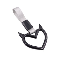Load image into Gallery viewer, Brand New Devil Demon Heart Black JDM TSURIKAWA Ring Subway Train Bus Handle Strap Charm Drift