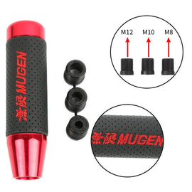 Brand New 13CM Red Universal Mugen Aluminum+Leather Gear Shift Knob Shifter Lever Head