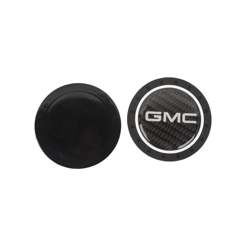 Brand New 2PCS GMC Real Carbon Fiber Car Cup Holder Pad Water Cup Slot Non-Slip Mat Universal