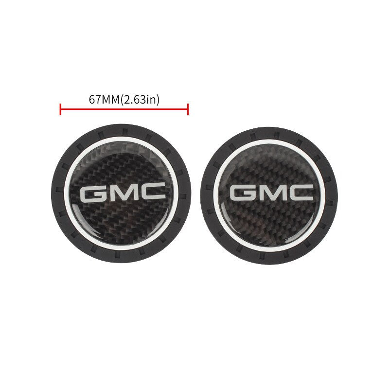 Brand New 2PCS GMC Real Carbon Fiber Car Cup Holder Pad Water Cup Slot Non-Slip Mat Universal