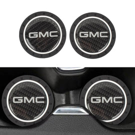 Brand New 2PCS GMC Real Carbon Fiber Car Cup Holder Pad Water Cup Slot Non-Slip Mat Universal
