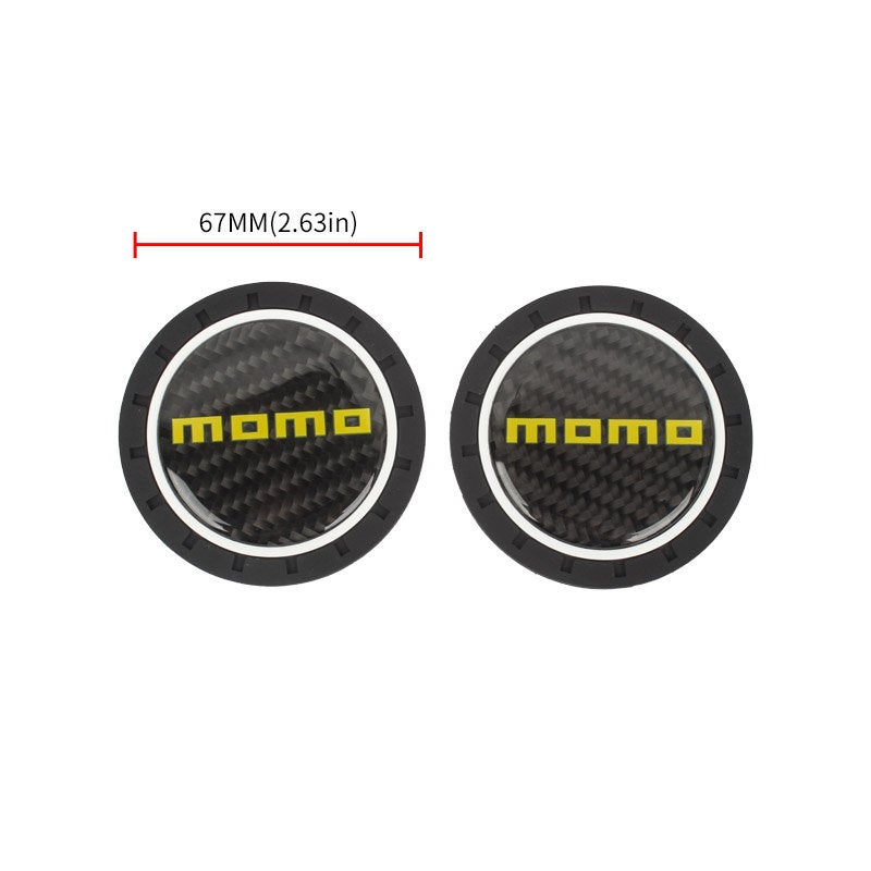 Brand New 2PCS MOMO Real Carbon Fiber Car Cup Holder Pad Water Cup Slot Non-Slip Mat Universal