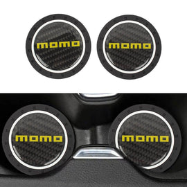 Brand New 2PCS MOMO Real Carbon Fiber Car Cup Holder Pad Water Cup Slot Non-Slip Mat Universal