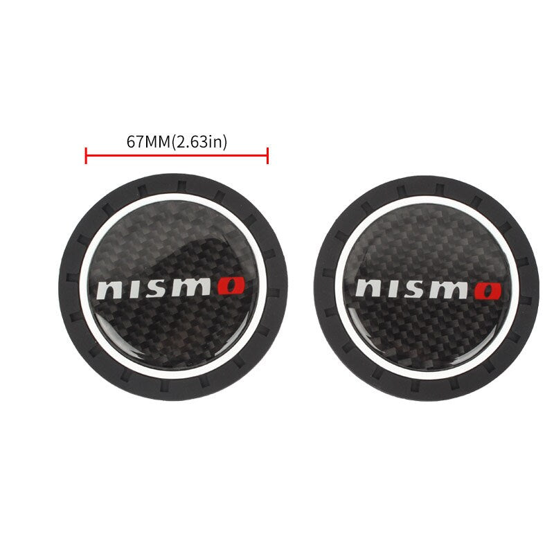 Brand New 2PCS Nismo Real Carbon Fiber Car Cup Holder Pad Water Cup Slot Non-Slip Mat Universal